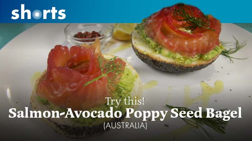 Try This! Salmon Avocado Poppy Seed Bagel, Australia